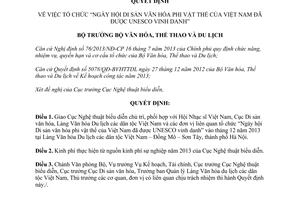 Quyết định 4063/QĐ-BVHTTDL năm 2013 ngày hội di sản văn hóa phi vật thể UNESCO vinh danh
