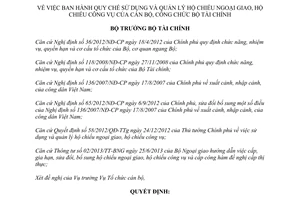 Quyết định 2825/QĐ-BTC năm 2013 Quy chế sử dụng quản lý hộ chiếu ngoại giao công vụ cán bộ
