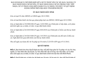 Quyết định 50/2013/QĐ-UBND phối hợp Sở Tư pháp ban ngành xử lý phản ánh hành chính Bình Phước
