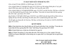 Quyết định 2203/QĐ-UBND năm 2013 Kế hoạch Toàn dân rèn luyện thân thể theo gương Bác Hồ vĩ đại Hưng Yên