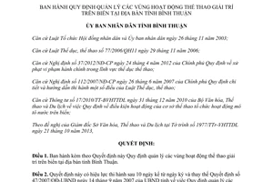 Quyết định 51/2013/QĐ-UBND quản lý vùng hoạt động thể thao giải trí trên biển Bình Thuận