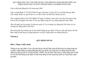Thông tư 45/2013/TT-BGTVT 2013 thủ tục cấp phê duyệt thu hồi Bản công bố phù hợp Lao động hàng hải