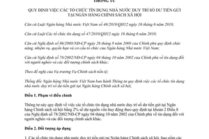 Thông tư 23/2013/TT-NHNN tổ chức tín dụng nhà nước duy trì số dư tiền gửi tại Ngân hàng Chính sách xã hội