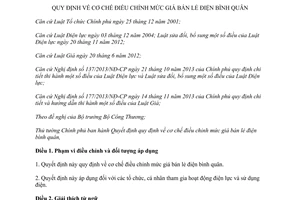 Quyết định 69/2013/QĐ-TTg cơ chế điều chỉnh mức giá bán lẻ điện bình quân