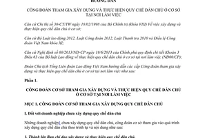 Hướng dẫn 1755/HD-TLĐ năm 2013 Công đoàn xây dựng thực hiện quy chế dân chủ cơ sở nơi làm việc