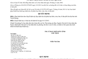 Quyết định số 23/2013/QĐ-UBND tiêu chí phân loại thôn xóm bản tổ dân phố tỉnh Tuyên Quang