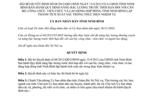 Quyết định 859/QĐ-UBND năm 2013 bãi bỏ Quy định nâng bậc lương trước thời hạn cán bộ Ninh Bình