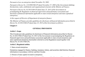 Circular No. 171/2013/TT-BTC disclosure of financial information prescribed Decree No. 61/2013/ND-CP