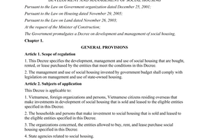 Decree No. 188/2013/NĐ-CP development and management of social housing