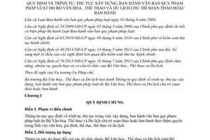 Thông tư 08/2013/TT-BVHTTDL thủ tục xây dựng ban hành văn bản pháp luật