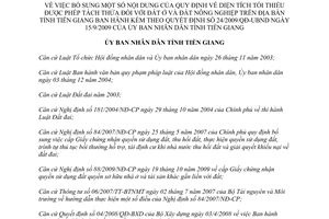 Quyết định 44/2013/QĐ-UBND bổ sung Quy định diện tích đất tối thiểu được phép tách thửa Tiền Giang