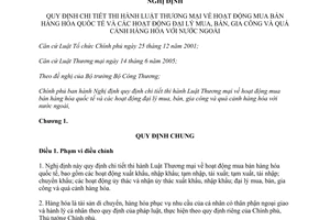 Nghị định 187/2013/NĐ-CP hướng dẫn Luật Thương mại hoạt động mua bán hàng hóa quốc tế