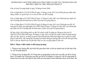 Thông tư 18/2013/TT-BTP thời gian thực hiện và thủ tục thanh toán chi phí thực hiện vụ việc trợ giúp pháp lý