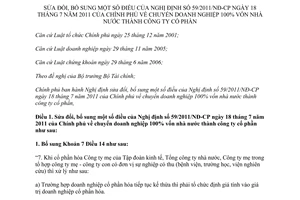 Nghị định 189/2013/NĐ-CP sửa đổi Nghị định 59 chuyển doanh nghiệp thành công ty cổ phần