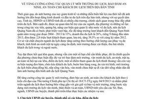 Chỉ thị 19/CT-UBND năm 2013 tăng cường quản lý môi trường du lịch an ninh Quảng Nam