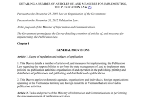 Decree No. 195/2013/ND-CP detailing implementing The Publication Law