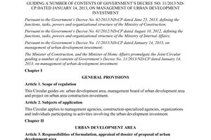 Joint circular No. 20/2013/TTLT-BXD-BNV guiding Decree No. 11/2013/ND-CP urban development investment