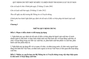 Nghị định 195/2013/NĐ-CP hướng dẫn Luật xuất bản