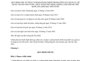 Nghị định 192/2013/NĐ-CP xử phạt vi phạm hành chính quản lý sử dụng tài sản nhà nước