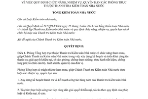 Quyết định 1271/QĐ-KTNN năm 2013 chức năng nhiệm vụ quyền hạn phòng thuộc Thanh tra KTNN