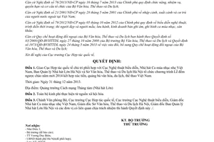 Quyết định 4106/QĐ-BVHTTDL năm 2013 chương trình đếm ngược chào năm mới 2014