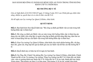 Quyết định 4695/QĐ-BYT năm 2013 bộ công cụ đánh giá bệnh viện an toàn tình huống khẩn cấp