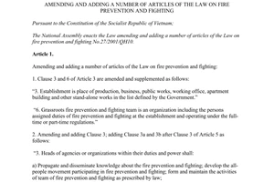 Law No. 40/2013/QH13 amending Law on fire prevention and fighting