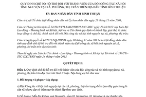 Quyết định 56/2013/QĐ-UBND hỗ trợ thành viên Đội công tác xã hội tình nguyện Bình Thuận