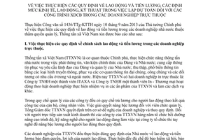 Báo cáo 1141/BC-TTX năm 2013 lao động và tiền lương; định mức kinh tế lao động, kỹ thuật