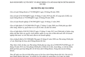 Quyết định 2882/QĐ-BTC năm 2013 Điều lệ tổ chức hoạt động của Sở Giao dịch Chứng khoán Hà Nội