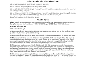 Quyết định 26/2013/QĐ-UBND quản lý bảo vệ kết cấu hạ tầng giao thông đường bộ Hải Dương