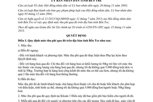 Quyết định 36/2013/QĐ-UBND mức thu phí qua đò Bến Tre