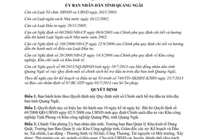 Quyết định 52/2013/QĐ-UBND Quy định Chính sách hỗ trợ đầu tư Quảng Ngãi