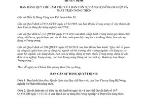 Quyết định 848-QĐ/BCS năm 2013 Quy chế làm việc Ban Cán sự đảng Bộ Nông nghiệp