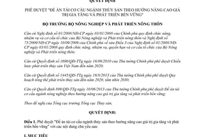 Quyết định 2760/QĐ-BNN-TCTS năm 2013 Đề án tái cơ cấu ngành thủy sản