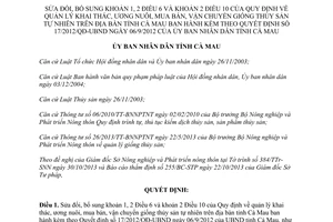 Quyết định 19/2013/QĐ-UBND sửa đổi quản lý khai thác vận chuyển giống thủy sản Cà Mau