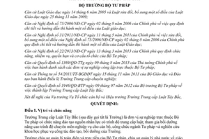 Quyết định 2911/QĐ-BTP năm 2013 chức năng nhiệm vụ cơ cấu Trường Trung cấp Luật Tây Bắc