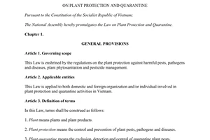 Law No. 41/2013/QH13 on plant protection and quarantine