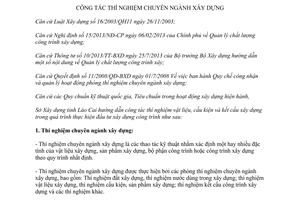 Hướng dẫn 09/HD-SXD 2013 công tác thí nghiệm chuyên ngành xây dựng Lào Cai