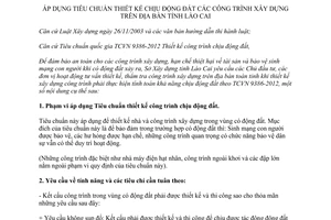 Hướng dẫn 11/HD-SXD 2013 áp dụng tiêu chuẩn thiết kế chịu động đất công trình xây dựng Lào Cai