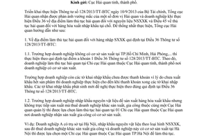 Công văn 6501/TCHQ-GSQL năm 2013 vướng mắc thực hiện Thông tư 128/2013/TT-BTC