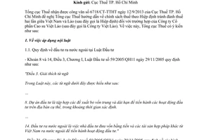 Công văn 3708/TCT-HTQT năm 2013 chính sách tránh đánh thuế hai lần Việt Nam Lào