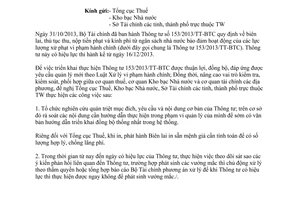 Công văn 15072/BTC-PC 2013 thực hiện Thông tư 153/2013/TT-BTC xử phạt vi phạm hành chính