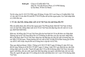Công văn 523/XNK-XXHH 2013 về cấp C/O cho dầu FO pha chế tại kho ngoại quan