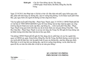 Công văn 6319/VP-QHXDGT 2013 quản lý đường dây cáp Hà Nội