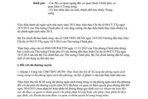 Công văn 15441/BTC-HCSN hướng dẫn điều hành chi ngân sách nhà nước năm 2013
