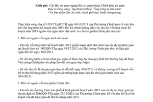 Công văn 15375/BTC-ĐT hướng dẫn thu hồi vốn ứng trước kế hoạch năm 2013 vốn ngân sách nhà nước
