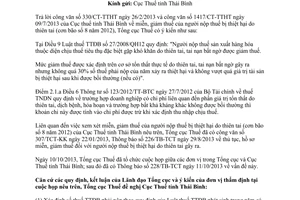 Công văn 3811/TCT-CS năm 2013 miễn giảm thuế thiên tai