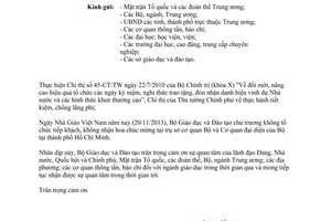Công văn 8240/BGDĐT-VP năm 2013 không tổ chức đón tiếp khách ngày Nhà Giáo Việt Nam 20 11