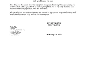 Công văn 15604/BTC-TCHQ 2013 xử lý thuế xe ô tô tải tự đổ trên 24 tấn